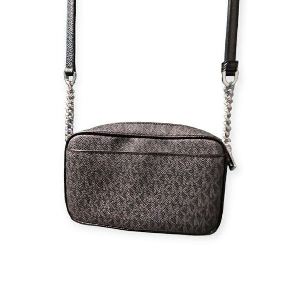 Michael Kors Black Jet Set Travel Medium Pocket Camera Leather Crossbody Bag - Picture 3 of 15